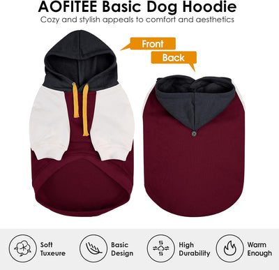 AOFITEE Medium Dog Hoodie, Warm Dog Sweater with Hood for Fall Winter, Soft Dogs Sweatshirt with Hat, Basic Hoodie for Medium Sized Dogs, Pullover with Hood for French Bulldog, Dachshund, M