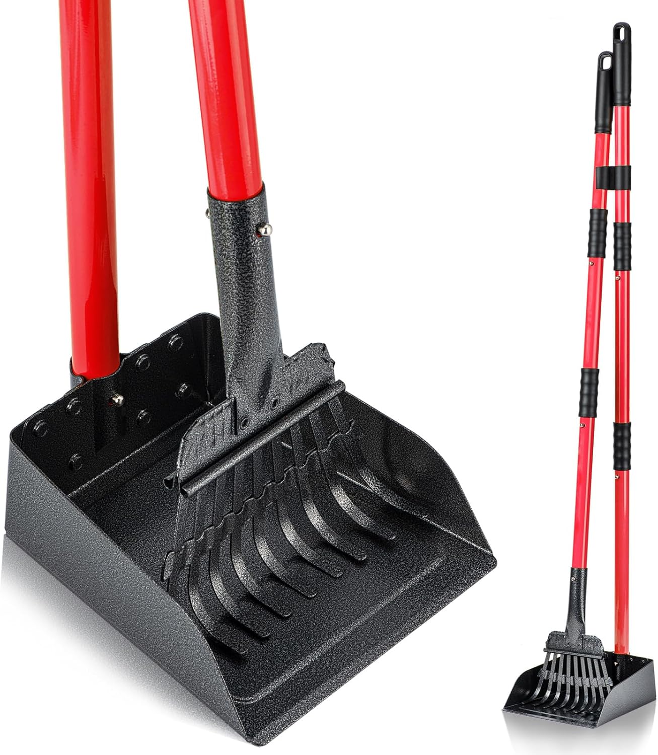 MXF Pooper Scooper, Dog Pooper Scooper Long Handle Stainless Metal Tray and Rake Set for Medium Small Dogs Heavy Duty - Use on Grass, Dirt or Gravel - Pet Supplies (Green)