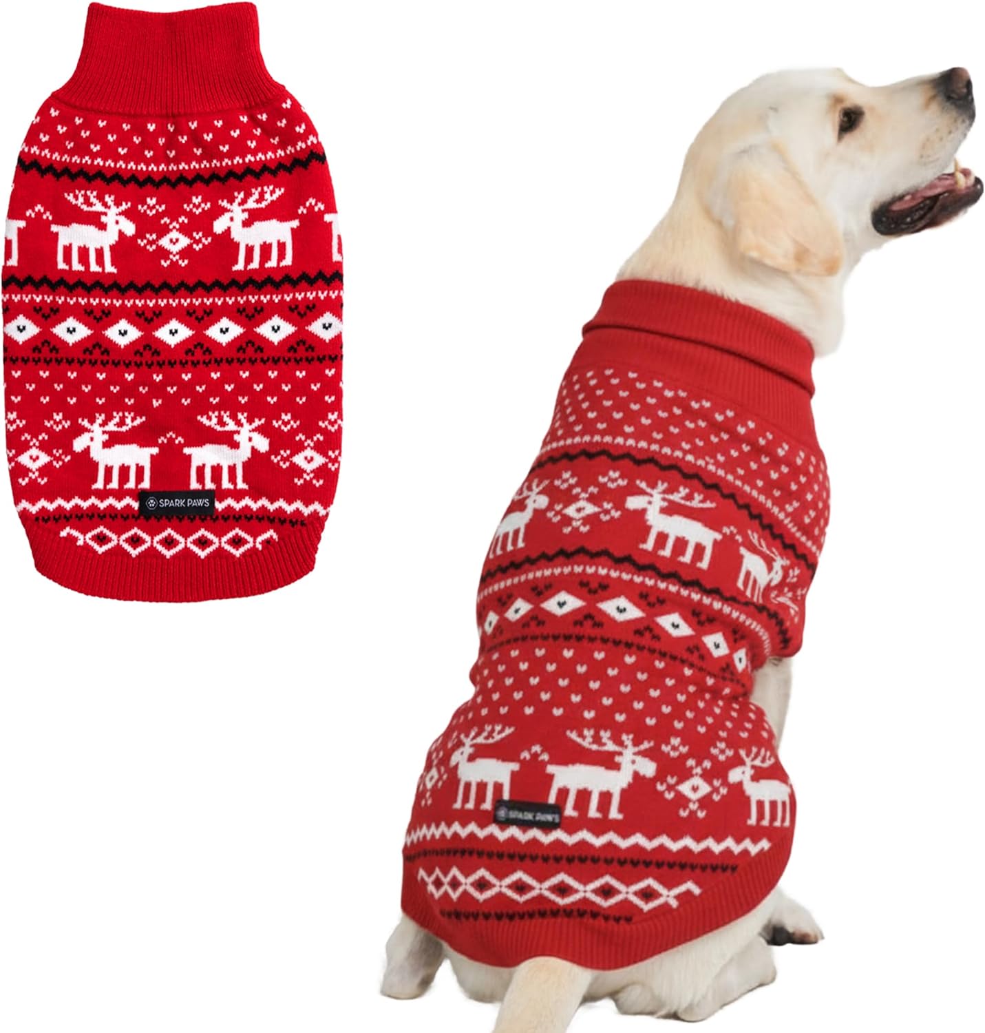 Spark Paws Christmas Dog Sweater – Ultra Soft Holiday Knit Sweater for Small, Medium & Large Dogs, Cute Pet Sweater for French Bulldogs & Big Dogs, Easy Potty V Cut Design Jacket - (Polar Bear, 3XL)