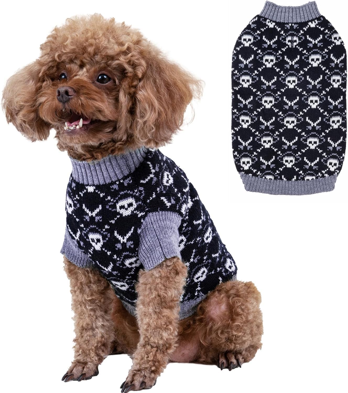 CuteBone Dog Sweater for Small Dogs Pink Pig Knit Puppy Sweater Turtleneck Pet Winter Clothes Cat Apparel with Harness Hole