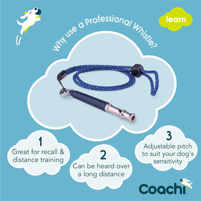 Coachi Professional Whistle, Adjustable Pitch, High Pitch, Recall Training, Lightweight & Compact, Adjustable Reflective Lanyard, Sensitive Dogs, Suitable for Dog & Puppy Training