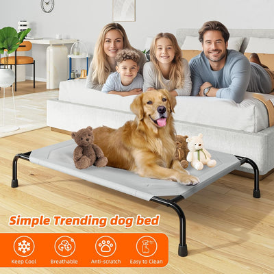 Simple Trending Raised Bed for Extra Large Dog, Waterproof XL Pet Cot, Breathable Big Bed Load 400lb, Grey