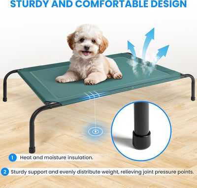 Simple Deluxe Cooling Elevated Dog Bed, Raised Portable Dog Cots Beds No-Slip Feet Durable Portable Indoor & Outdoor Pet Hammock Bed, 42x25.5x8 Inch, Green