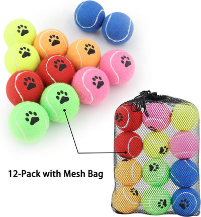 Bulk Tennis Balls for Dogs Pack of 12 Easy Catching Dog Fetch Balls (Non Squeaky-Multicolor)