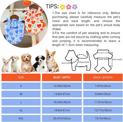 Heart Print Summer Dog Dress with Leash Pet Dress Soft Breathable Dog Outfits for Small Medium Pet Dresses