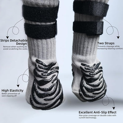 Anti-Slip Dog Socks with 2 Adjustable Straps, Suitable for Hardwood Floors and Warm/Cold Pavements, Anti-Licking and Anti-Slip, Ideal for Dog Paw Protection,for All Dog Breeds (XS)