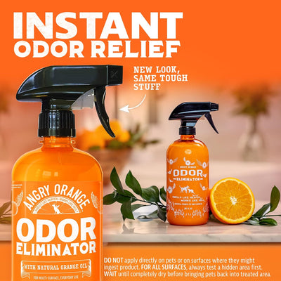 ANGRY ORANGE Pet Odor Eliminator for Dog and Cat Urine, Carpet Stains, and Strong Smells – Citrus Cleaner with Natural Orange Oil – 24 oz