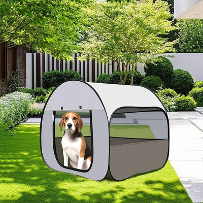 LUCKITTY Pop-Up Dog Kennel Enclosure Large - Portable Outdoor Pet Crate with Carry Bag, Waterproof Travel Carrier for Car, Camping Home, Grey