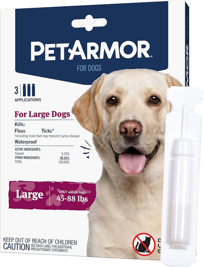 PetArmor for Dogs, Flea and Tick Treatment for Large Dogs (45-88 Pounds), Includes 3 Month Supply of Topical Flea Treatments