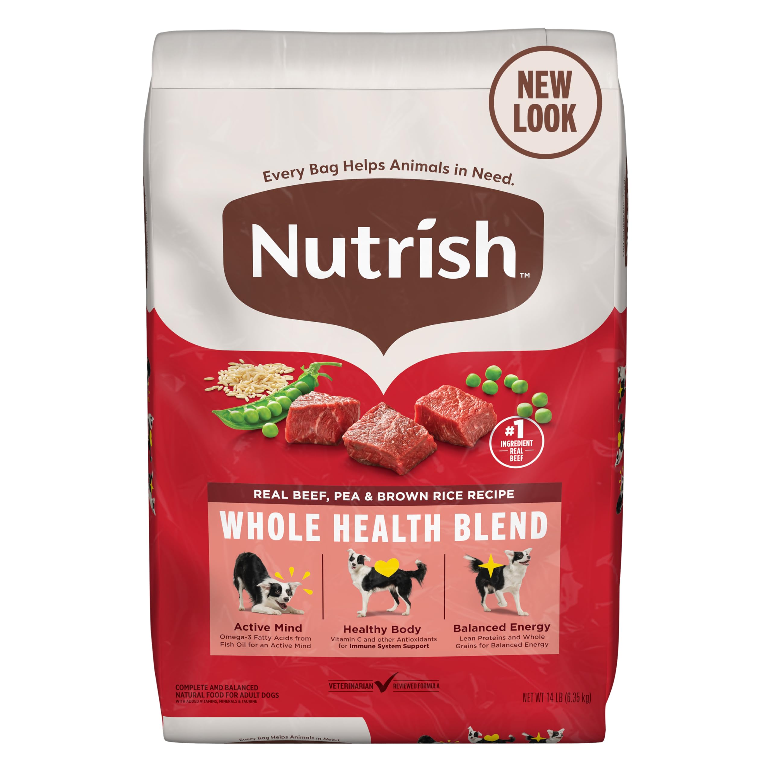 Nutrish Real Beef, Pea & Brown Rice Recipe Whole Health Blend Dry Dog Food, 6 lb. Bag, Packaging May Vary (Rachael Ray)