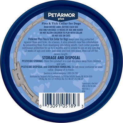 PetArmor Plus Flea & Tick Collar for Dogs, Kills Fleas & Ticks, Long Lasting Protection for 12 Months, Water Resistant, One Size Fits All, 2 Collars