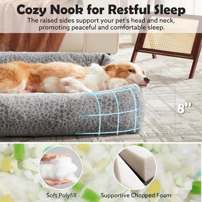 JOEJOY Dog Bed Medium Size Dog, Washable Orthopedic Premium Soft Corduroy Fleece Pet Bed with Removable Zipper Cover, Cute Calming Puppy Bed with Non Skid Bottom