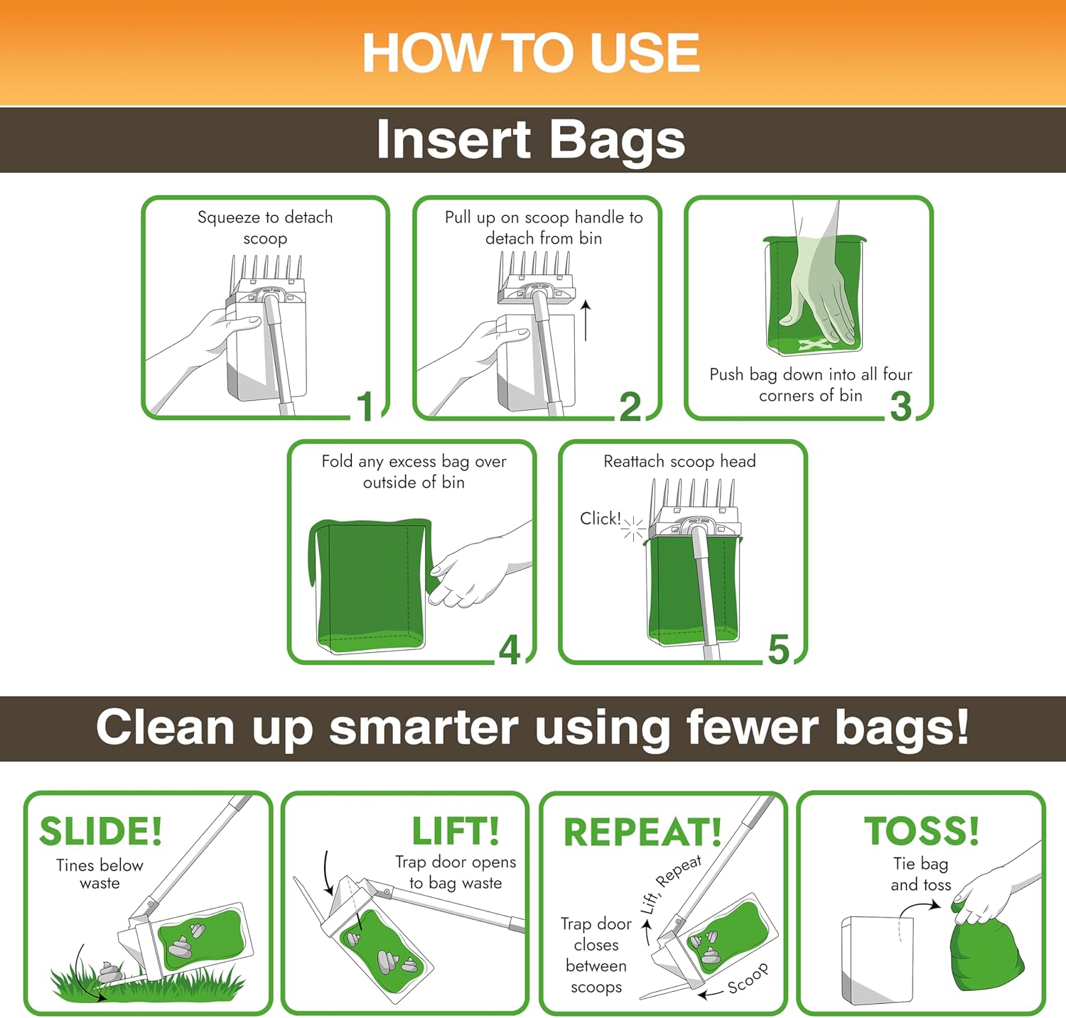 Neater Pet Brands Lift N’ Bag 2.0 Dog Pooper Scooper with Bag Attachment & 27" Pole for Small to Large Dogs, New & Improved Design, 15 Refill Bags, Heavy Duty Dog Poop Scooper for Yard, One-Hand Use