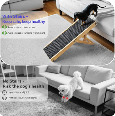 2025 Upgraded Dog Ramp for Couch, Foldable Small Dog Ramp for Bed, 4 Adjustable Height from 13'' to 21", Portable Stable Pet Steps with Non-Slip Pad, Pet Ramps Use for Low Bed Couch Stairs