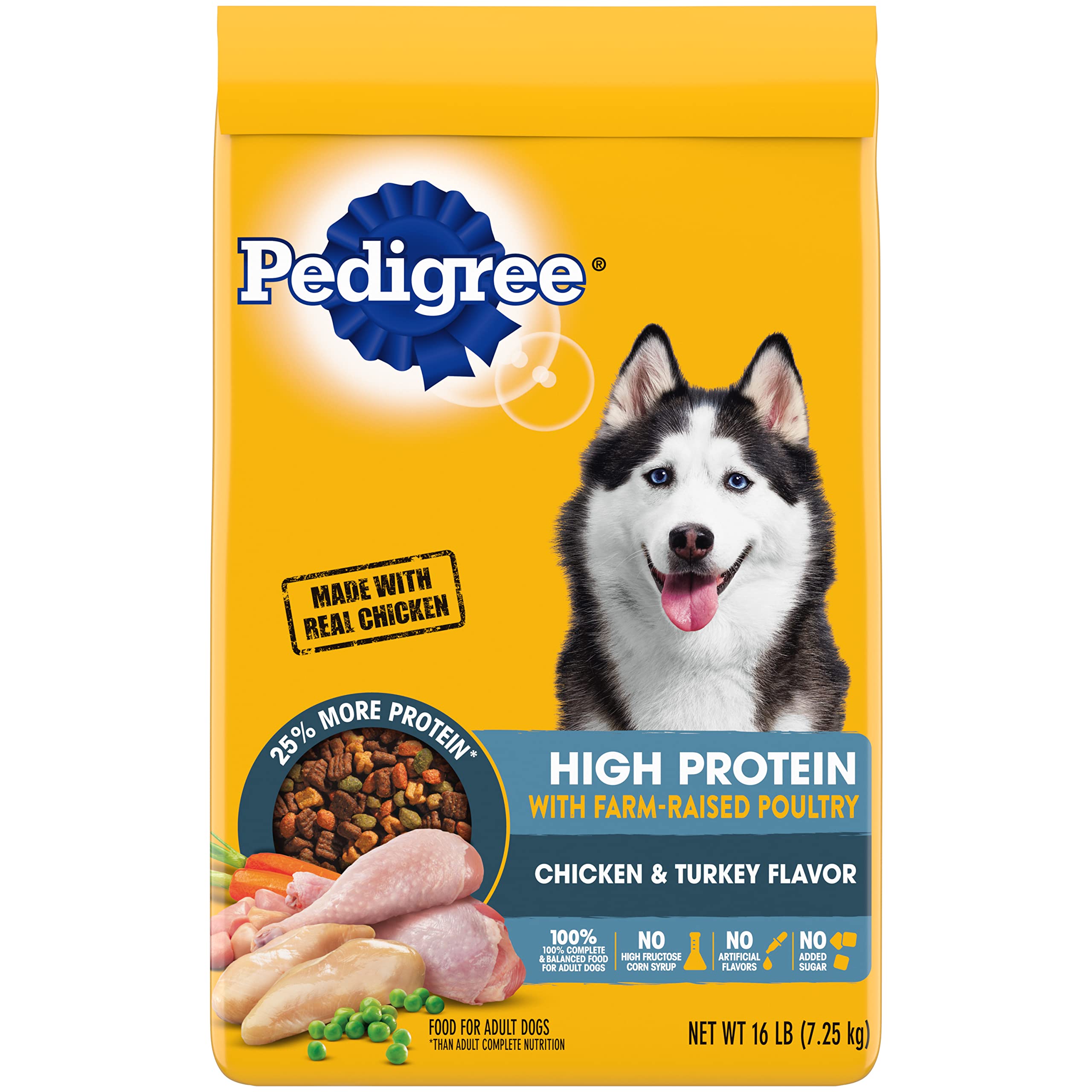 Pedigree High Protein Adult Dry Dog Food Beef and Lamb Flavor Dog Kibble, 18 lb. Bag