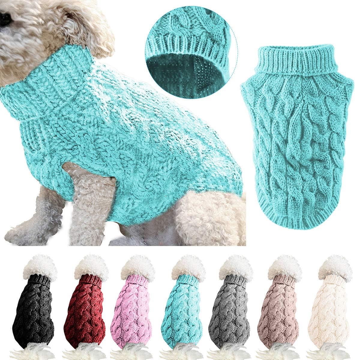 Winmany Pet Dog Turtleneck Knitting Sweater Coat Winter Warmer Thickening Pullover Knitwear Crochet Coat Clothes for Small Medium Dog Cat