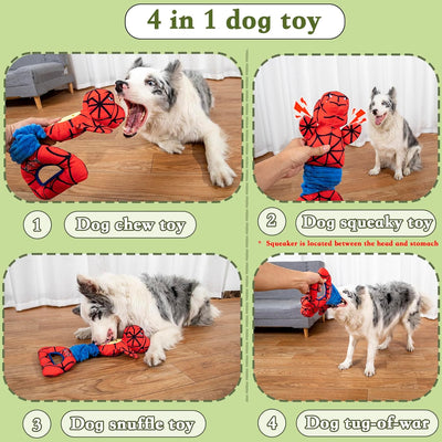 Durable Dog Chew Toys for Aggressive Chewers,Dogs Squeaky Plush Toys with Crinkle Paper,Puppy Tug-of-War Toys to Relieve Stress& Boredom,Slow Feeder Toy for Small,Medium& Large Breeds