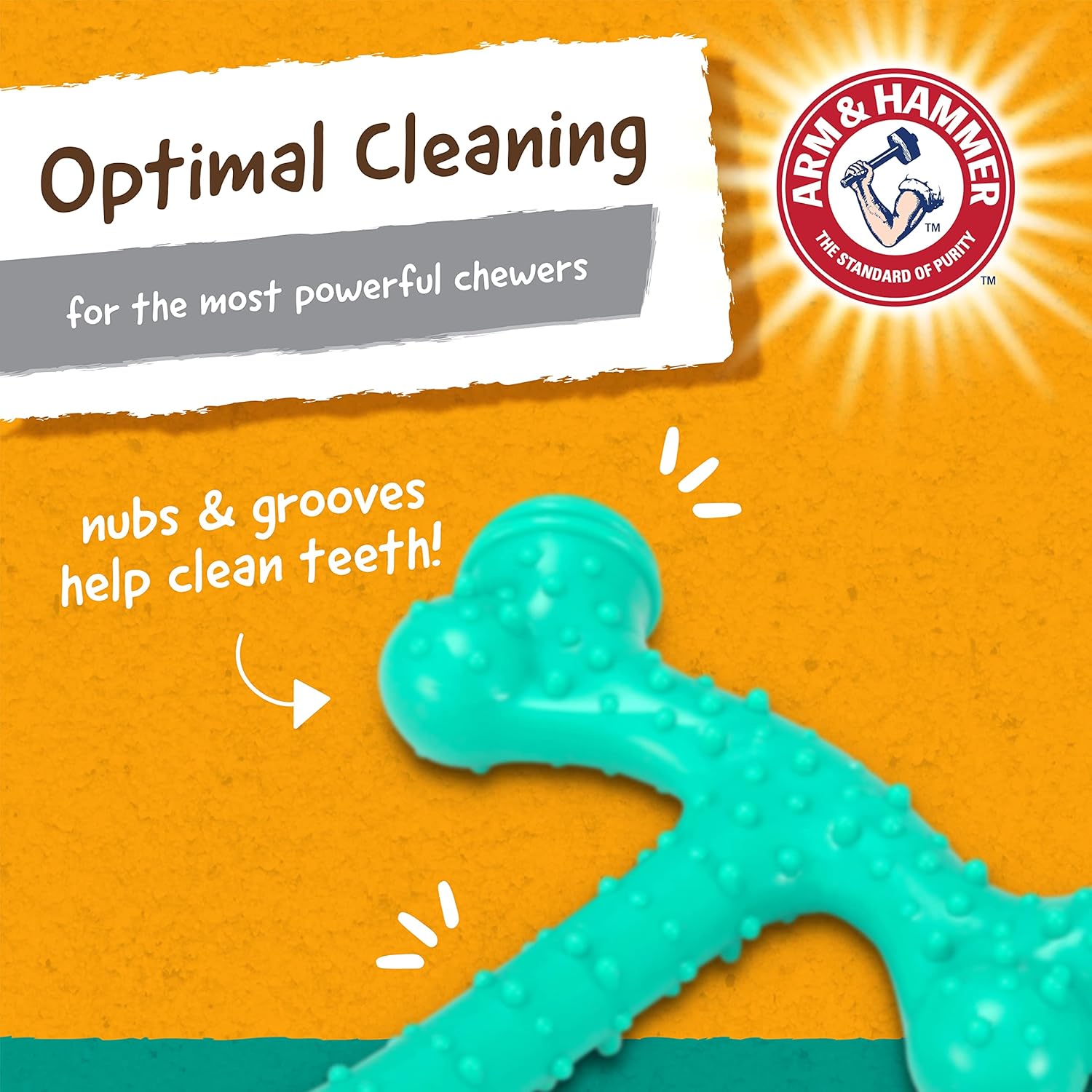 Arm & Hammer Nubbies T-Bone Dental Dog Chew Toys, Peanut Butter Flavor - Durable Nylon Chewing Toys for Dogs, Done Bone Toy, Teeth Cleaning Bones for Chewers Help Remove Plaque and Tartar