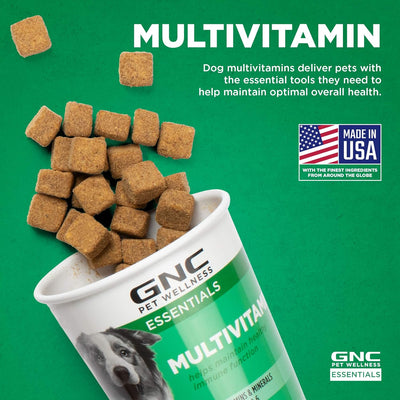 GNC Pets Essentials Dog Multivitamin Soft Chews, Salmon Oil Dog Supplement in Bacon Flavor, Immune Booster and Skin and Coat Support Chewable with Vitamins & Minerals, 60 Count