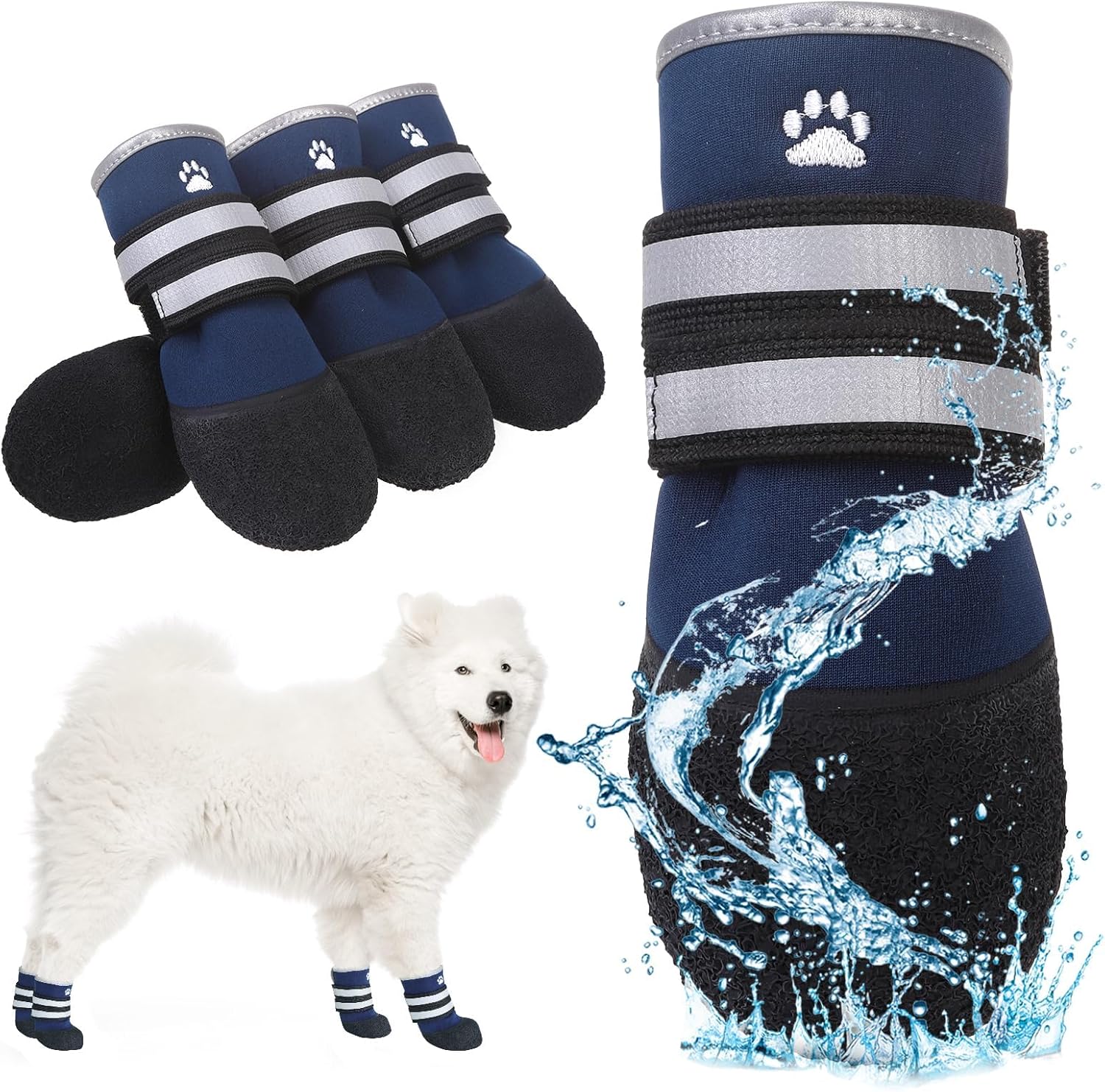 KOOLTAIL Dog Booties for Hot Pavement,Summer Dog Shoes for Small Medium Large Size Dogs, Waterproof Anti-Slip Dog Boots & Paw Protectors for Hardwood Floor,Indoor Outdoor Water Shoes,Pink