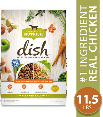 Rachael Ray Nutrish Dish Premium Dry Dog Food, Chicken & Brown Rice Recipe with Veggies & Fruit, 11.5 Pounds