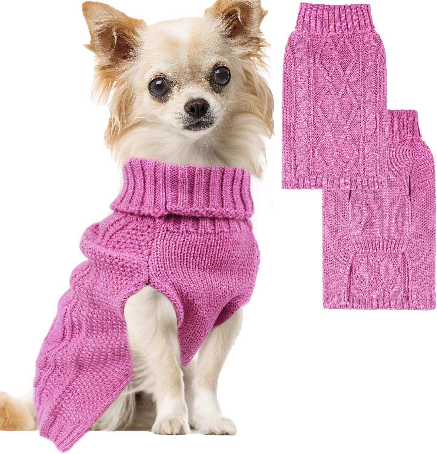 Dog Sweaters for Small Dogs XS Dog Sweater Winter Dog Clothes Boy Chihuahua Yorkie Sweater Warm Pet Clothes Knitted Solid Puppy Sweater Cat Sweater Doggy Turtleneck for Cold Weather (Blue, X-Small)