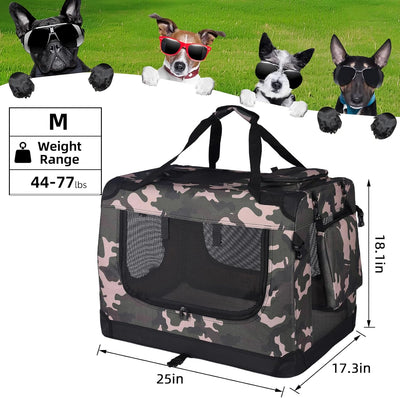 Dog Carrier, Travel Dog Crate with 5 Side Breathable Mesh, Designed with Side Pockets, Suitable for Travel/Home/Outdoor Use of The Animal Carrier (Beige(Routine), Medium)
