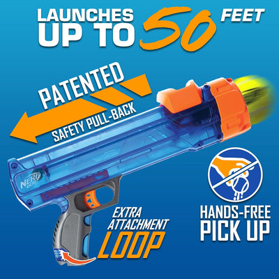 Nerf Dog Juego de regalo de juguete de pelota de tenis para perros, pelota de tenis para perros que lanza hasta 50 pies, lanzador de pelotas para perros para todas las razas, incluye lanzador de