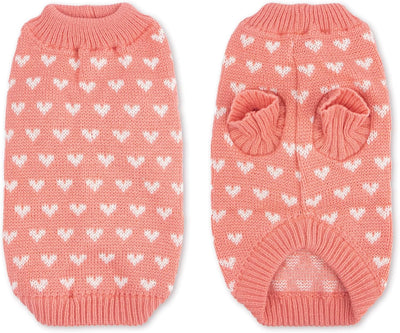 Dog Sweater Heart Puppy Sweater Warm Soft Pet Cloth Dog Outfits for Small Dogs and Cats (Pink, XS)