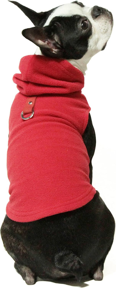Gooby - Fleece Vest Hoodie, Small Dog Pull Over Hooded Fleece Jacket with Leash Ring, Red, X-Large