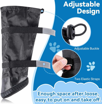 Waterproof Dog Shoes for Medium Large Dogs, Durable Nonslip Rubber Sole Paw Protectors for Winter Snow Rain Hiking, Dog Rain Boots with Reflective Straps, Dog Booties for Outdoor Walking