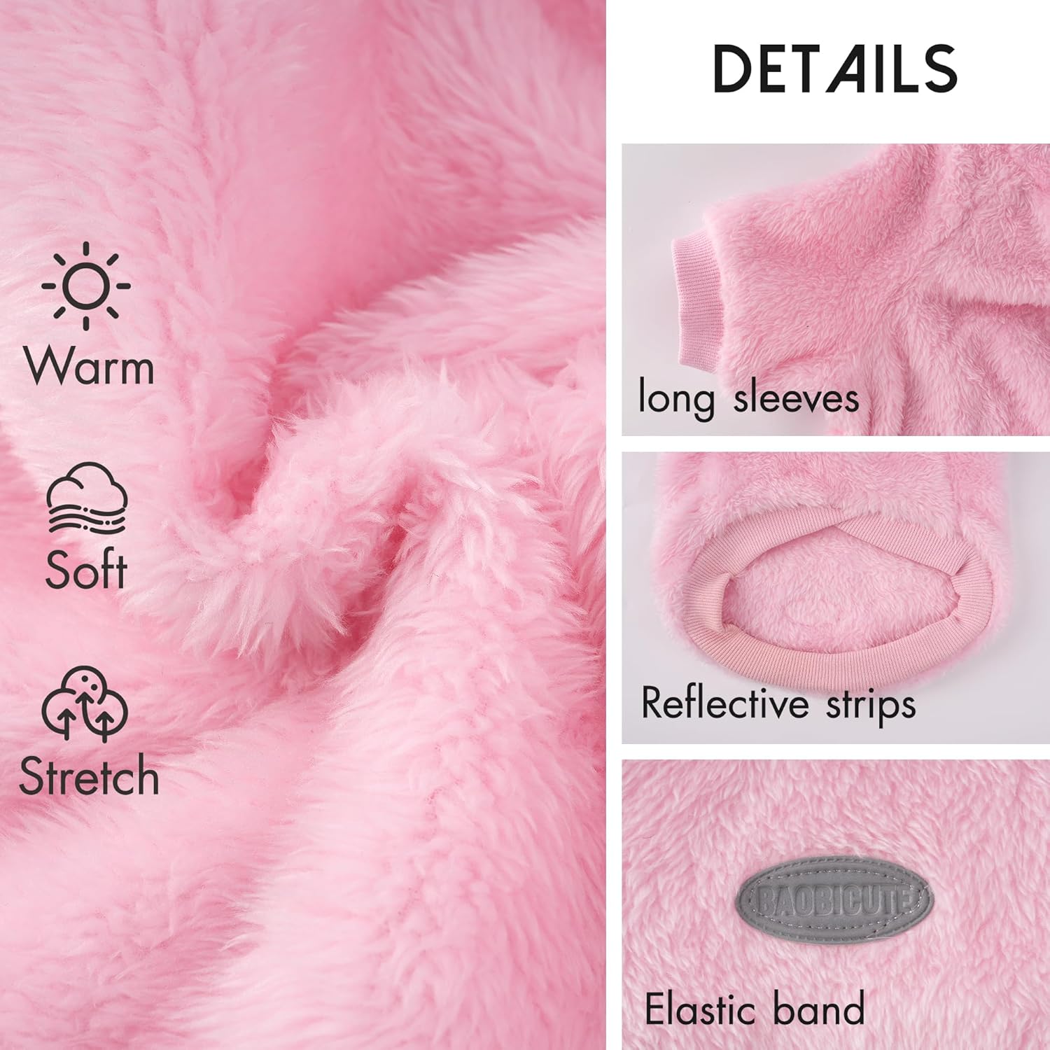3 Pack Dog Sweater Clothes for Small Dogs Girls Boys with Reflective Strip Small Dog Sweaters Coat Soft Warm Pet Puppy Clothes Sweater (Pink+Purple+Peach, L)