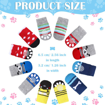 Sadnyy 24 Pcs Dog Socks for Small Medium Large Non Slip Pet Puppy Dog Socks Paw Protectors Outdoor Traction Control for Hot Pavement Hardwood Floor Protection, 6 Styles(Small)