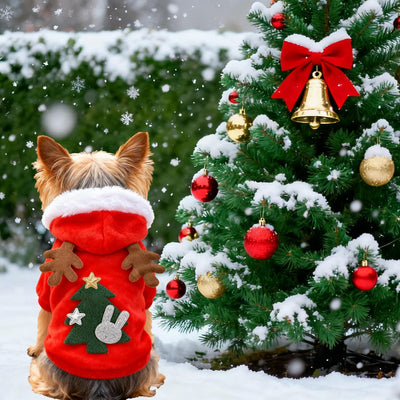 Pet Christmas Costumes Dog Xsmas Tree Clothes Pet Christmas Party Apparel Soft Velvet Winter Sweater Dogs Cats Outfit