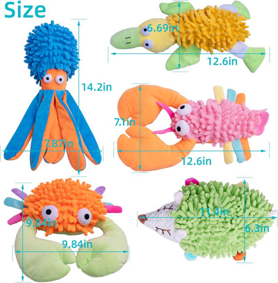 5 Pack Dog Squeaky Toys Bulk Set,Puppy Teething Chew Pet Dog Toy for Large Medium Small Dogs,Soft Plush Stuffed Crinkle Sound Interactive Fun for Puppy