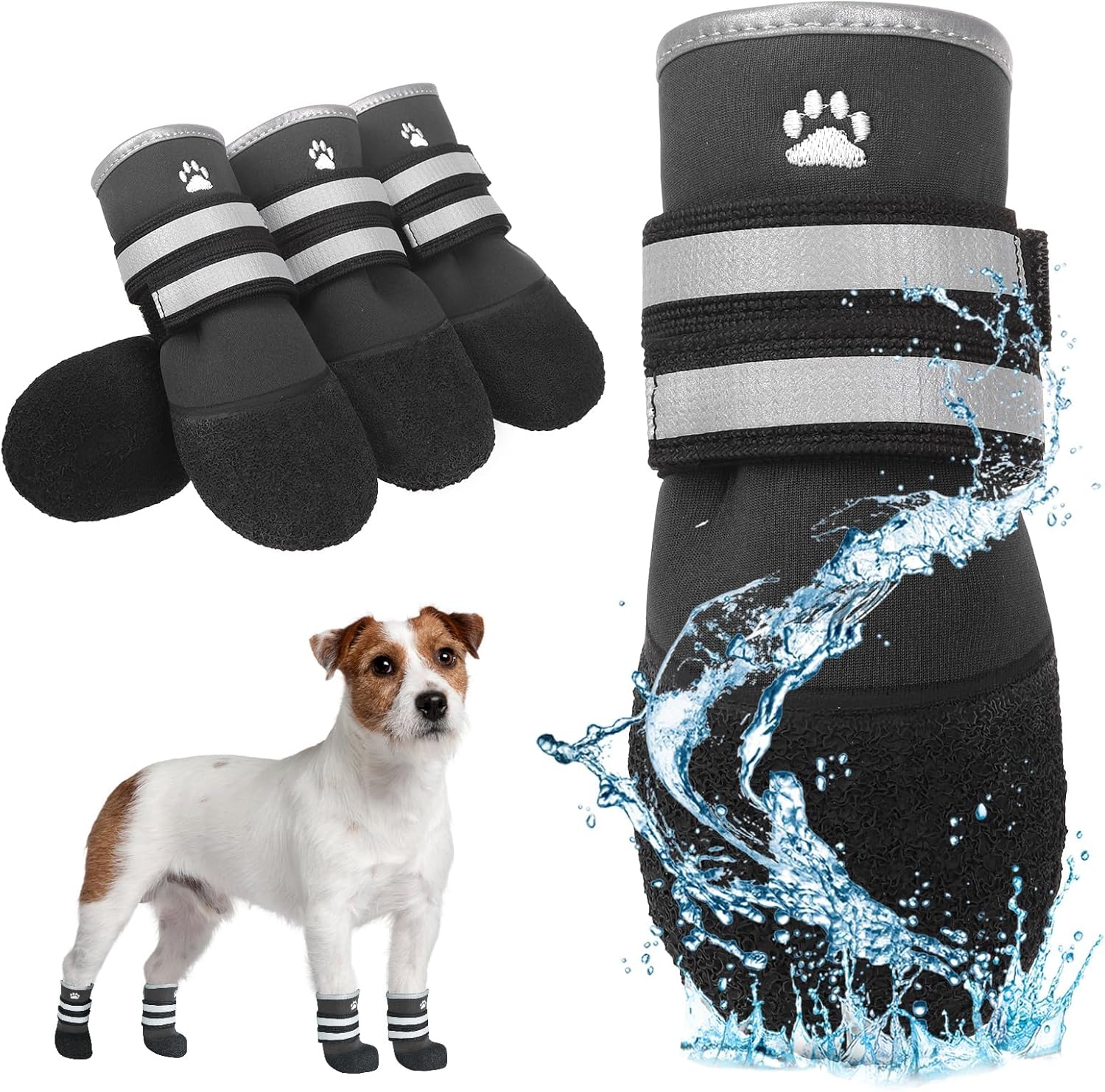 KOOLTAIL Dog Booties for Hot Pavement,Summer Dog Shoes for Small Medium Large Size Dogs, Waterproof Anti-Slip Dog Boots & Paw Protectors for Hardwood Floor,Indoor Outdoor Water Shoes,Pink