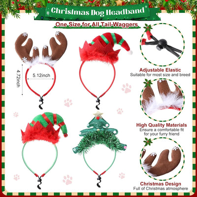 8 Pack Dog Christmas Costume Dog Christmas Pet Sweaters and Headband Set Winter Knitwear Xmas Clothes Adjustable Xmas Hair Hoop Headwear for Pet Costume Accessories (Small)