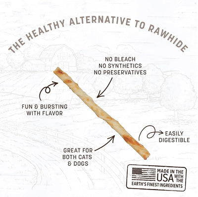 Earth Animal No Hide Stix Chicken Flavored Natural Rawhide Free Dog Chews Long Lasting Chew Sticks | Treats for Small Dogs and Cats | Great for Aggressive Chewers (3 Pack)