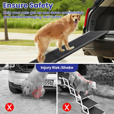 Dog Ramp for Car, 67''x 17'' Extra Long Folding Dog Ramp, Pet Ramp for Large Dogs with Non-Slip Rug Surface, Portable Dog Steps Up to 250LBS, Outdoor Dog Ramp for Car, SUV, Truck