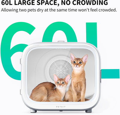 PETKIT AIRSALON MAX Automatic Pet Hair Drying Box for Cat Puppy Kitten,Ultra Quiet Hair Dryer for Small Dog Grooming,60L Large Capacity/Smart Temperature Control via App and Touch Panel