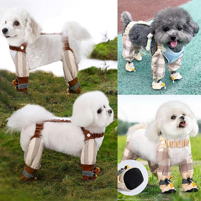 Anti Dirt Pants for Dogs,Waterproof Dog Boots Rain Boots with Suspender,Outdoor Dust-Proof Pants,Anti-Slip Dog Paw Protector Shoes Adjustable Anti-Slip Boots for Walking (M)