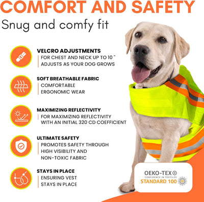 Reflective Dog Vest: Hi-Visibility Safety Gear for Outdoors. Safeguard Your Dog with Easy to wear Adjustable Reflective Vest (Small)