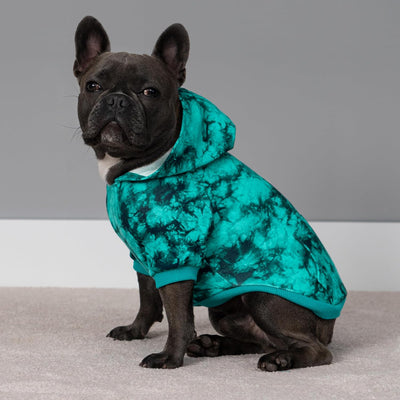 Fitwarm Fleece Dog Hoodie, Tie Dye Dog Winter Clothes for Small Dogs Girl Boy, Lightweight Pet Hoodie, Doggy Sweatshirt with Hood, Sky Blue, Medium