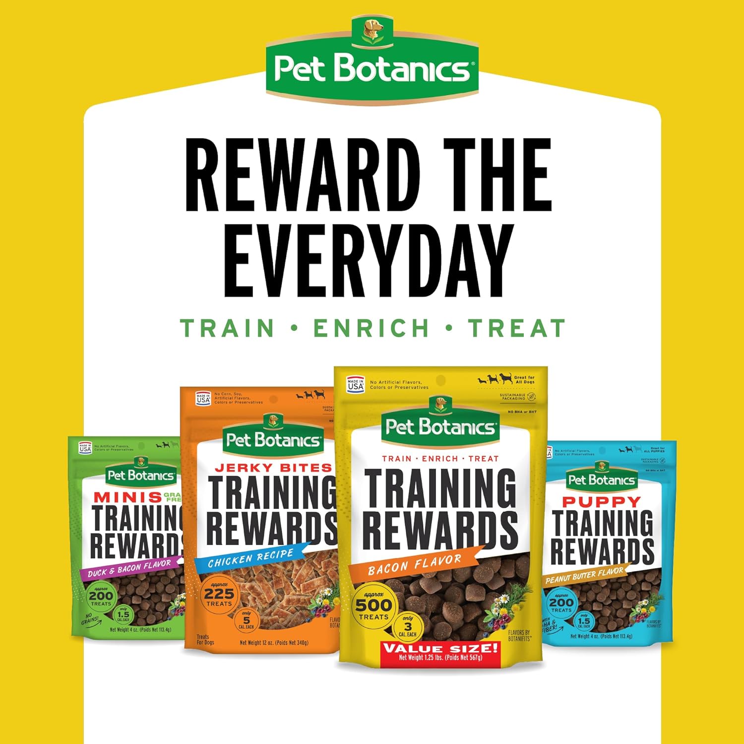 Pet Botanics 10 oz. Pouch Training Rewards Mini Soft & Chewy, Bacon Flavor, with 500 Treats Per Bag, The Choice of Top Trainers