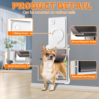 MIAOTONG Medium Dog Door,Upgraded Sealing Dog Door for Wall, Double Flap Doggy Door,Steel Frame and Telescoping Tunnel Dog Doors and Cat Doors(Pets Up to 40 Lb) -Medium