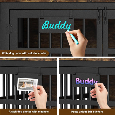 EasyCom XXL Dog Crate Furniture with Name Tag, Heavy Duty Dog Kennel Indoor for Large Dogs, Escape-Proof and Chew-Proof Dog Cage for high Anxiety Dog, Decorate House as TV Stand, End Table