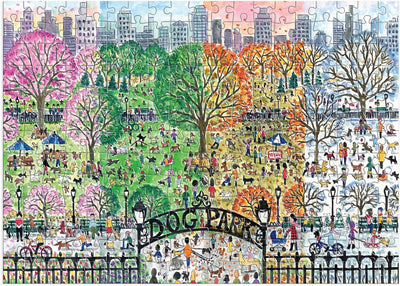 Galison Michael Storrings Dog Park in Four Seasons 1000 Piece Puzzle from Galison - Beautiful 1000 Piece Puzzle for Adults, Challenging and Fun, Thick and Sturdy Pieces, Great Gift Idea