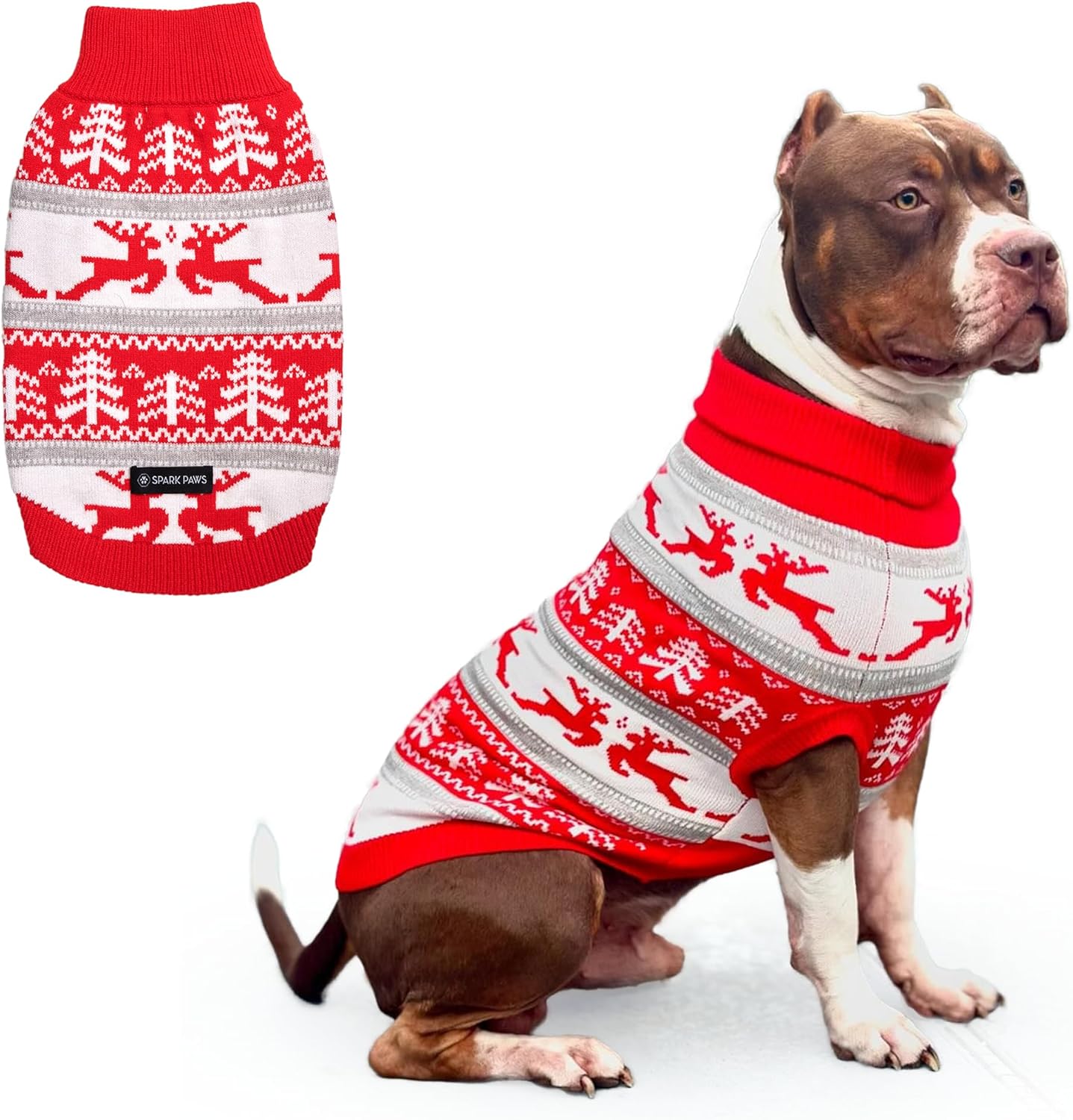 Spark Paws Christmas Dog Sweater – Ultra Soft Holiday Knit Sweater for Small, Medium & Large Dogs, Cute Pet Sweater for French Bulldogs & Big Dogs, Easy Potty V Cut Design Jacket - (Polar Bear, 3XL)