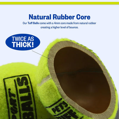PetSport Giant Tuff Ball - Pelotas de tenis gigantes para perros grandes, juguete masticable para masticadores agresivos, certificado no tóxico, no desgastan los dientes, 4 pulgadas