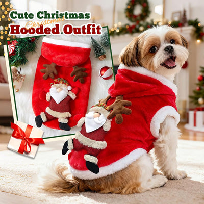 Cute Small Dog Christmas Hoodie Costume Soft Xmas Boy Girl Dog Clothes Funny Puppy Christmas Outfit Winter Warm Pet Cats Holiday Clothes(Red Santa Claus,Small)